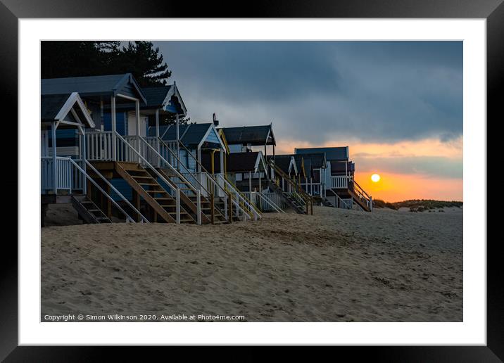 Beach Huts at Sunset  Framed Mounted Print by Simon Wilkinson