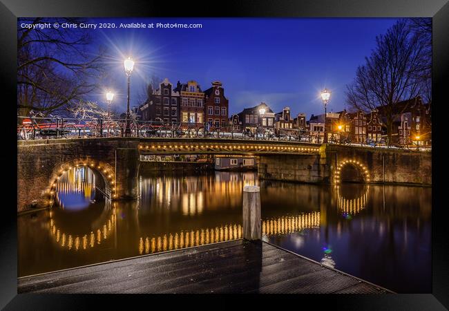 Amsterdam Canals At Twilight The Netherlands Framed Print by Chris Curry