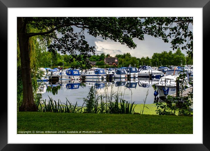 Moored Boats at Sawley Framed Mounted Print by Simon Wilkinson