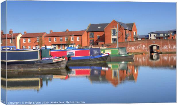 Canal Basin, Stourport on Severn - Colour Version Canvas Print by Philip Brown