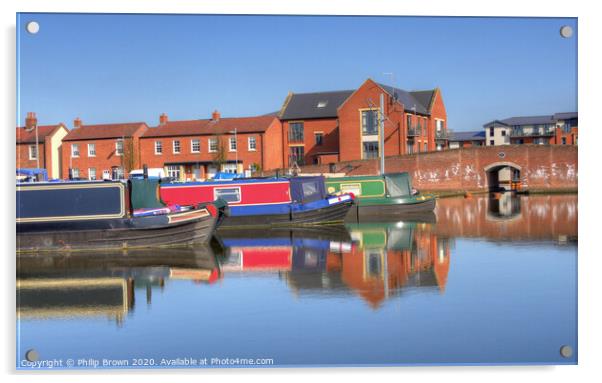 Canal Basin, Stourport on Severn - Colour Version Acrylic by Philip Brown