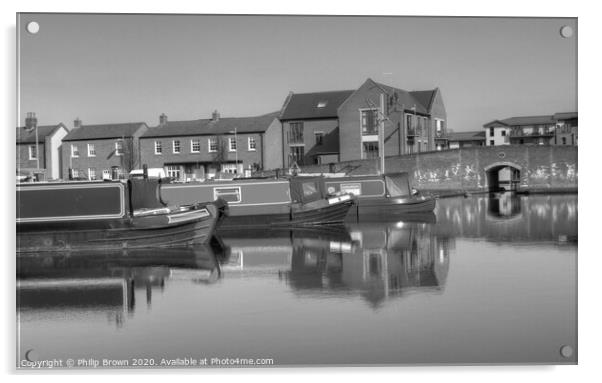 Canal Basin, Stourport on Severn - Black & White V Acrylic by Philip Brown
