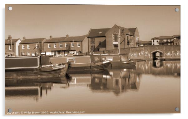 Canal Basin, Stourport on Severn - Sepia Colour Ve Acrylic by Philip Brown