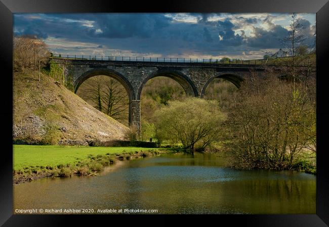Monsal Dale viaduct and the River Wye Framed Print by Richard Ashbee