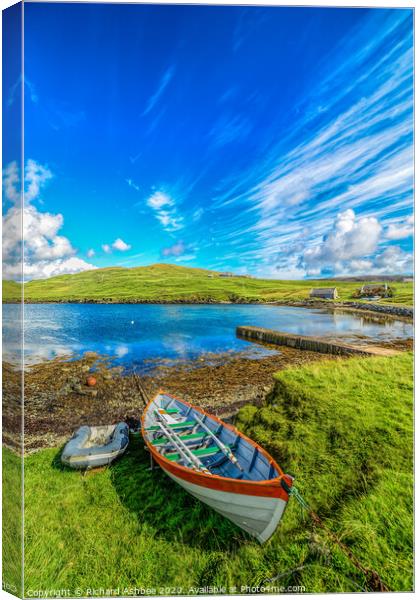 Tranquil setting at Whiteness Voe, Shetland Canvas Print by Richard Ashbee