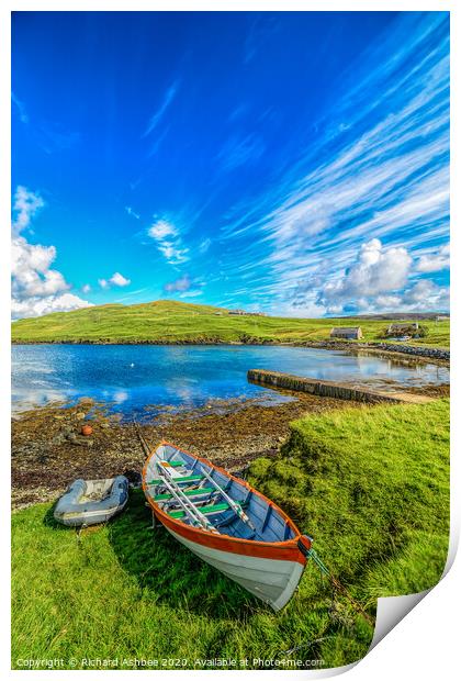 Tranquil setting at Whiteness Voe, Shetland Print by Richard Ashbee