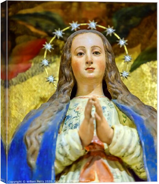 Virgin Mary Crown Statue Basilica Santa Iglesia Collegiata de San Isidro Madrid Spain Canvas Print by William Perry