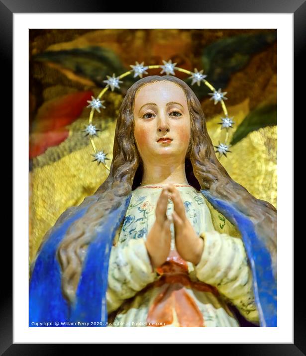 Virgin Mary Crown Statue Basilica Santa Iglesia Collegiata de San Isidro Madrid Spain Framed Mounted Print by William Perry