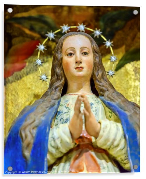 Virgin Mary Crown Statue Basilica Santa Iglesia Collegiata de San Isidro Madrid Spain Acrylic by William Perry