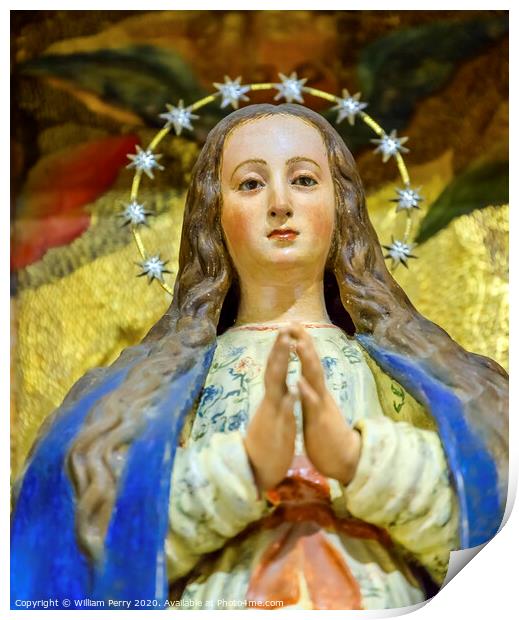Virgin Mary Crown Statue Basilica Santa Iglesia Collegiata de San Isidro Madrid Spain Print by William Perry