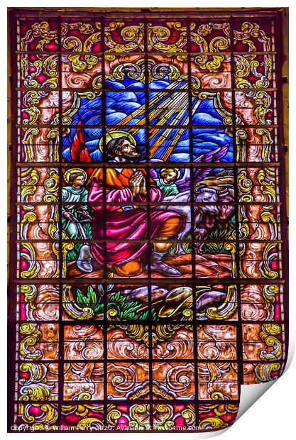 Stained Glass Jesus Basilica Santa Iglesia Collegiata de San Isidro Madrid Spain Print by William Perry