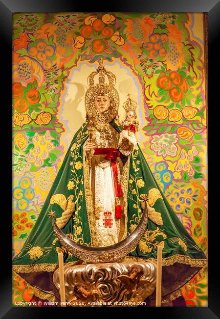 Mary Baby Jesus Crowns Statue Basilica Santa Iglesia Collegiata de San Isidro Madrid Spain Framed Print by William Perry