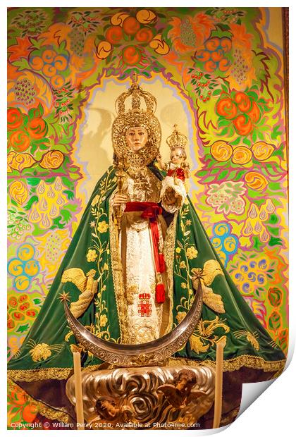 Mary Baby Jesus Crowns Statue Basilica Santa Iglesia Collegiata de San Isidro Madrid Spain Print by William Perry