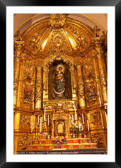Basilica Golden Altar Mary Jesus Statue Santa Iglesia Collegiata de San Isidro Madrid Spain Framed Mounted Print by William Perry