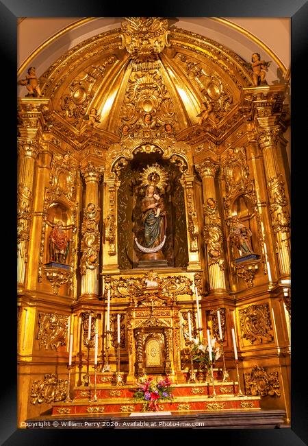 Basilica Golden Altar Mary Jesus Statue Santa Iglesia Collegiata de San Isidro Madrid Spain Framed Print by William Perry