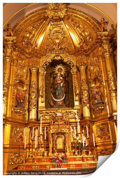Basilica Golden Altar Mary Jesus Statue Santa Iglesia Collegiata de San Isidro Madrid Spain Print by William Perry