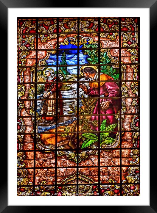 Stained Glass Peter Denial Basilica Santa Iglesia Collegiata de San Isidro Madrid Spain Framed Mounted Print by William Perry