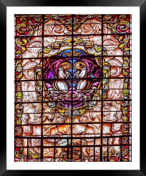 Stained Glass Angels Praying Basilica Santa Iglesia Collegiata de San Isidro Madrid Spain Framed Mounted Print by William Perry