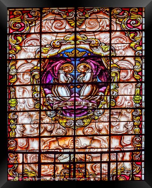 Stained Glass Angels Praying Basilica Santa Iglesia Collegiata de San Isidro Madrid Spain Framed Print by William Perry