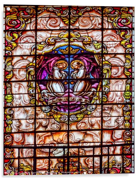 Stained Glass Angels Praying Basilica Santa Iglesia Collegiata de San Isidro Madrid Spain Acrylic by William Perry