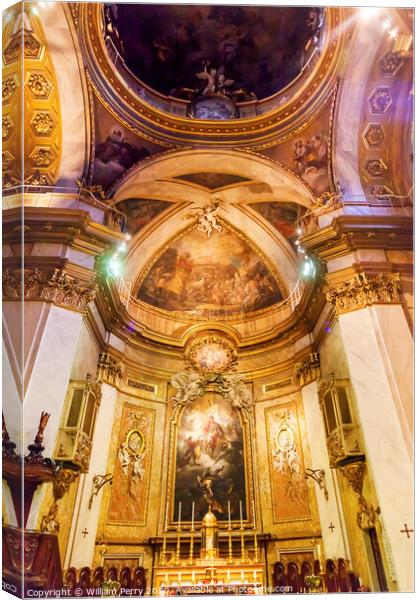 Dome Saint Michael's Basilica Pontifica de San Miguel Madrid Spain Canvas Print by William Perry