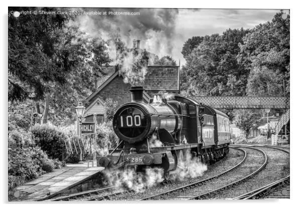 GWR 2857 100th Birthday - Black and White Acrylic by Steve H Clark