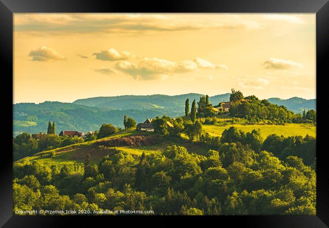 A Beautiful Sunset over a Styrian Vineyard in Austria Framed Print by Przemek Iciak