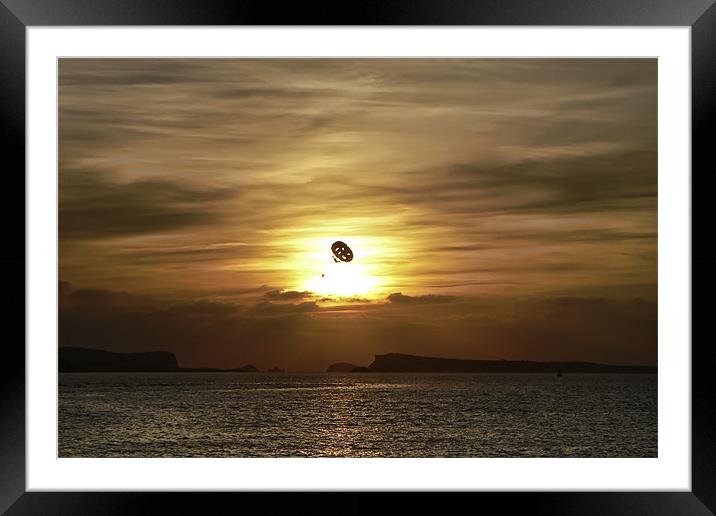 Parasailing at sunset Framed Mounted Print by Sam Smith