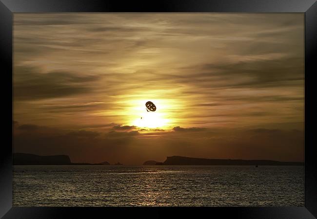 Parasailing at sunset Framed Print by Sam Smith