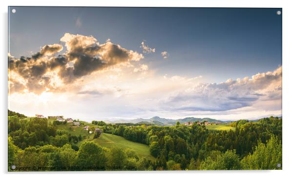 Gamlitz town in Austria Vineyards in Sulztal area south Styria, famous wine country. Acrylic by Przemek Iciak