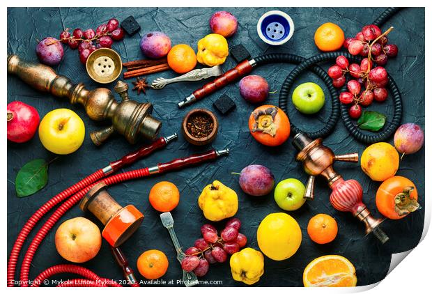 Turkish hookah on fruits Print by Mykola Lunov Mykola