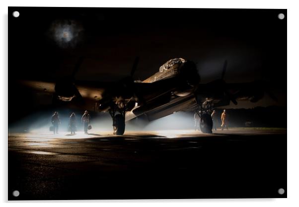 Lancaster Bomber Moon Acrylic by J Biggadike