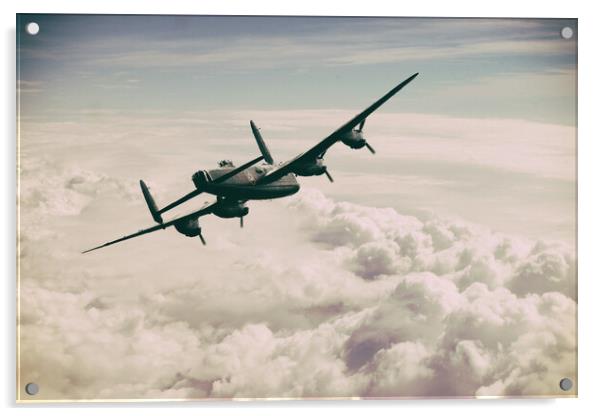 Lancaster Bomber - On a Wing Acrylic by J Biggadike