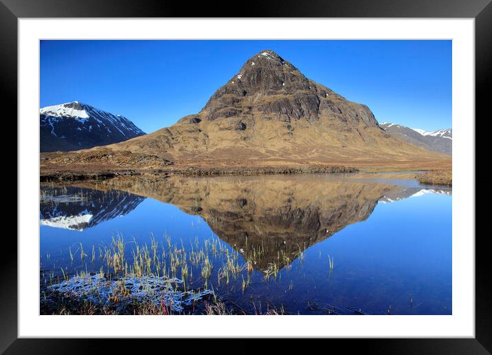 Buachaille Etive Mor reflection Framed Mounted Print by MIKE HUTTON