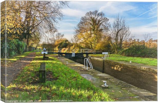 Hungerford Lock in Autumn as Digital Art Canvas Print by Ian Lewis
