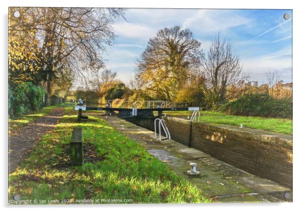 Hungerford Lock in Autumn as Digital Art Acrylic by Ian Lewis