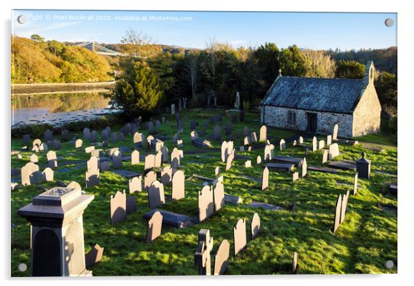 St Tysilio's on Church Island Anglesey Acrylic by Pearl Bucknall