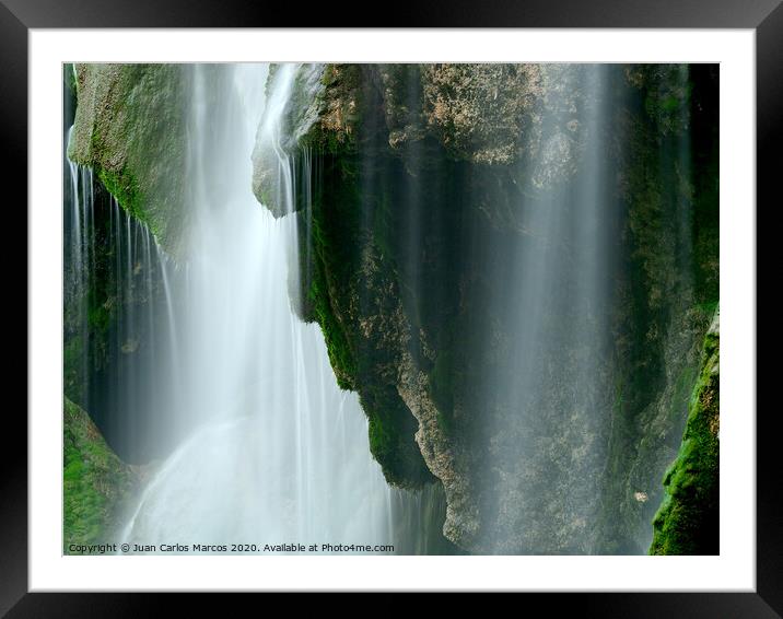 Stone face at the raven waterfall Framed Mounted Print by Juan Carlos Marcos