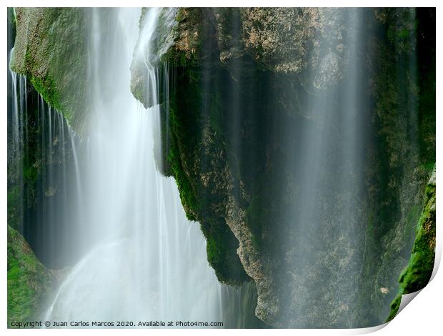 Stone face at the raven waterfall Print by Juan Carlos Marcos