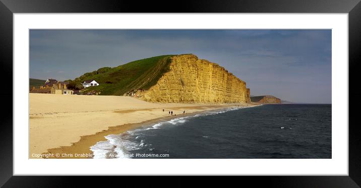 East Cliff and Bridport sands Framed Mounted Print by Chris Drabble