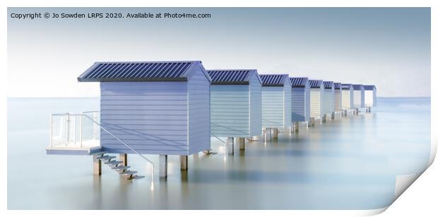 Osea Island Beach Huts Print by Jo Sowden