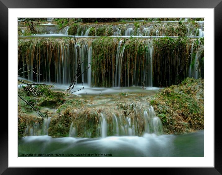 Natural water ladder in the river Framed Mounted Print by Juan Carlos Marcos