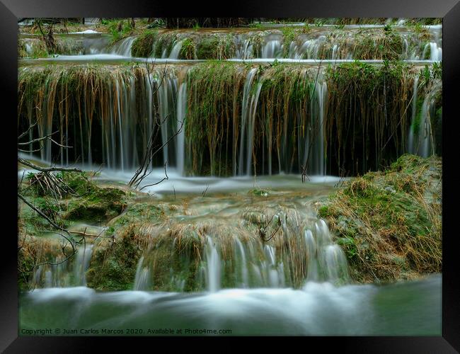 Natural water ladder in the river Framed Print by Juan Carlos Marcos