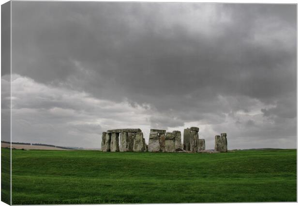 Stonehenge Ancient Monument, Wiltshire, UK. Canvas Print by Peter Bolton