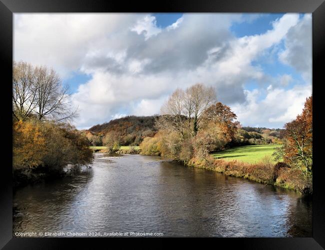 Shades of Autumn on the River Dart Framed Print by Elizabeth Chisholm
