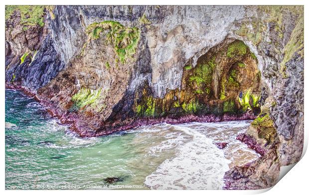Sea View From Carrick-A-Rede Rope Bridge Print by Ros Ambrose