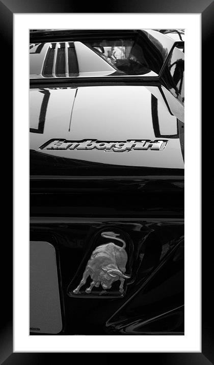 Lamborghini badge Framed Mounted Print by Sarah Harrington-James