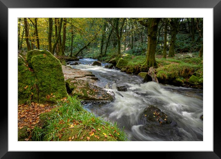 Golitha falls Bodmin moor Cornwall  Framed Mounted Print by Eddie John