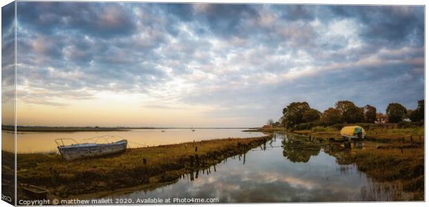 Landermere Reflection Sunset Canvas Print by matthew  mallett