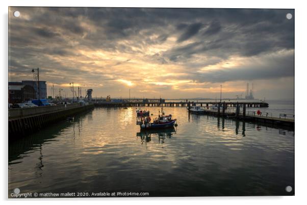 Harwich Harbour Sunset Acrylic by matthew  mallett